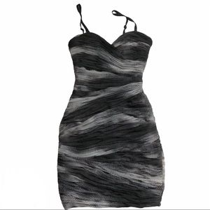 BCBGMAXAZRIA Black and grey mini dress